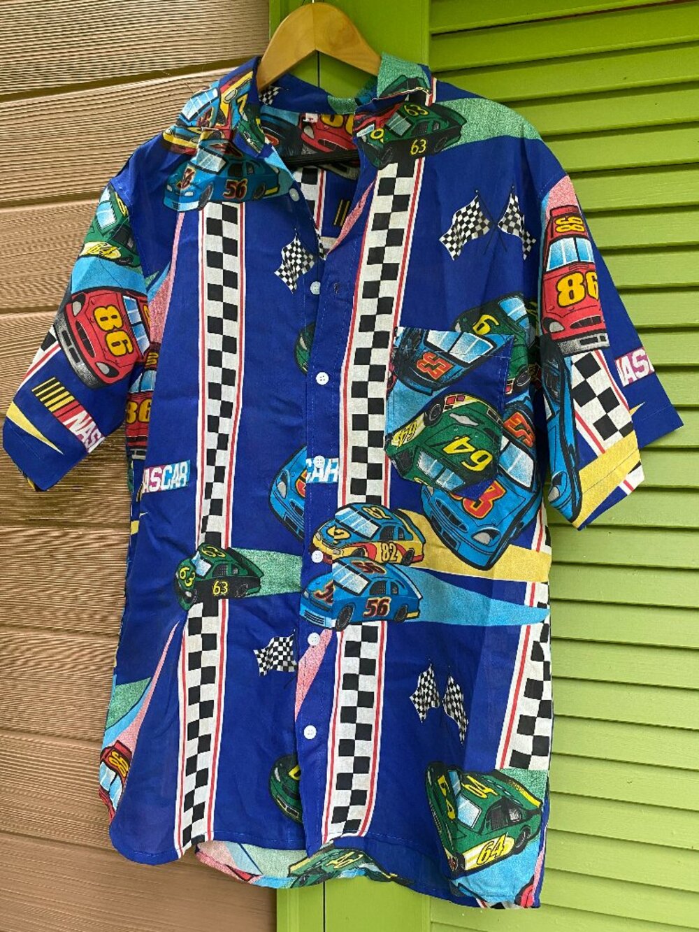 MENS Vintage Upcycled NASCAR Racing Cars Shirt - Size 46 inch Chest